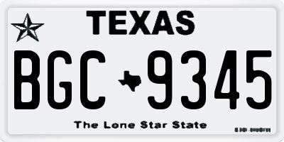TX license plate BGC9345
