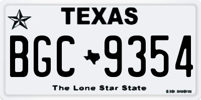 TX license plate BGC9354