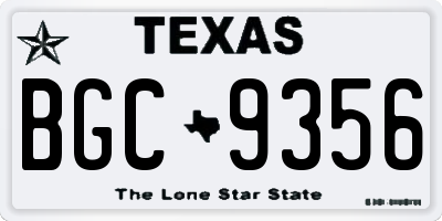TX license plate BGC9356