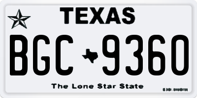 TX license plate BGC9360
