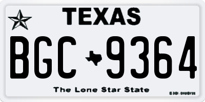 TX license plate BGC9364