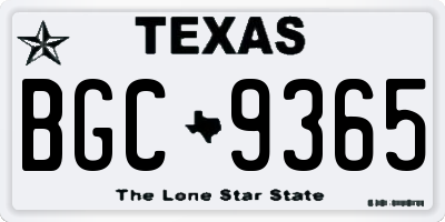 TX license plate BGC9365