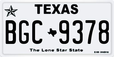 TX license plate BGC9378