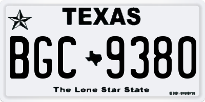 TX license plate BGC9380