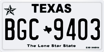 TX license plate BGC9403