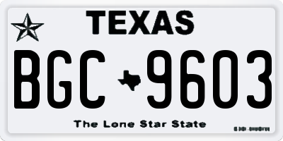 TX license plate BGC9603