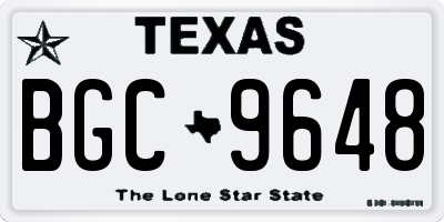 TX license plate BGC9648