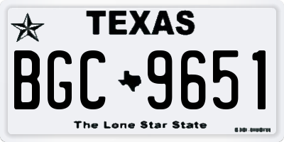TX license plate BGC9651