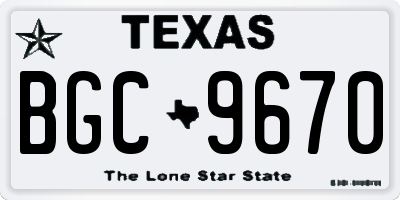 TX license plate BGC9670