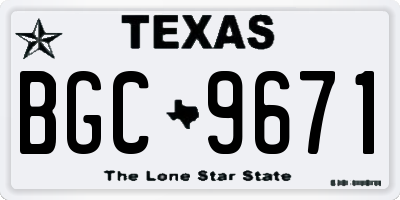 TX license plate BGC9671