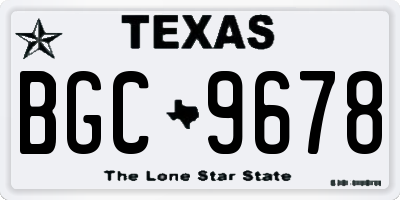 TX license plate BGC9678