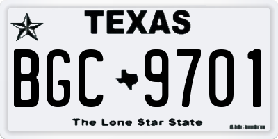 TX license plate BGC9701