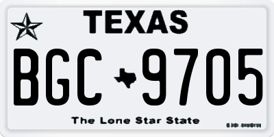 TX license plate BGC9705