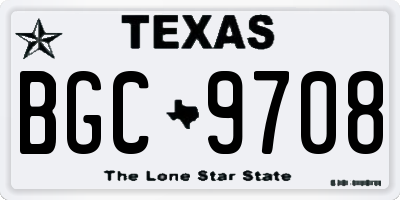 TX license plate BGC9708