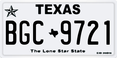 TX license plate BGC9721