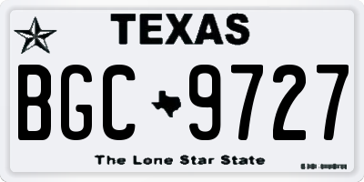 TX license plate BGC9727