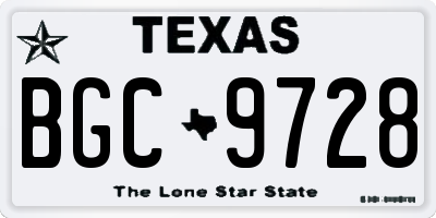 TX license plate BGC9728