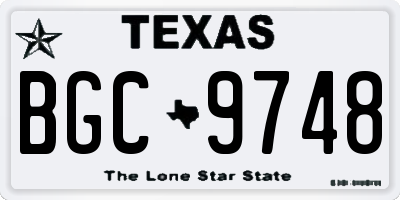 TX license plate BGC9748