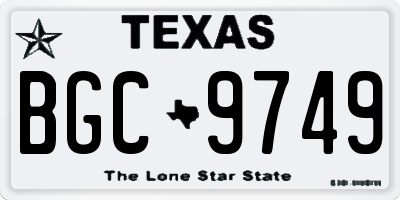 TX license plate BGC9749