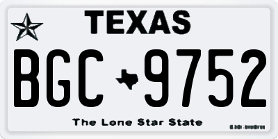 TX license plate BGC9752