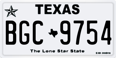 TX license plate BGC9754