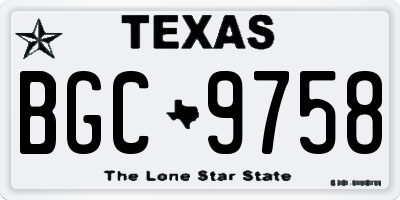 TX license plate BGC9758