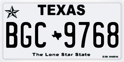 TX license plate BGC9768
