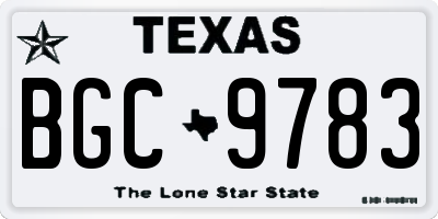 TX license plate BGC9783
