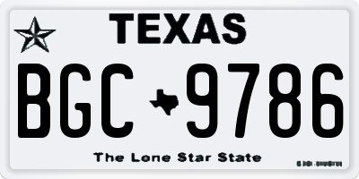 TX license plate BGC9786