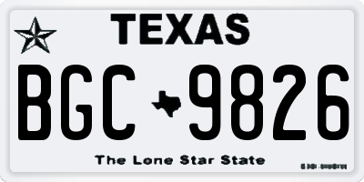 TX license plate BGC9826