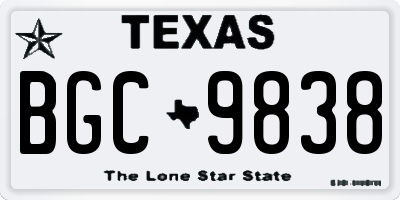 TX license plate BGC9838
