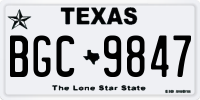 TX license plate BGC9847
