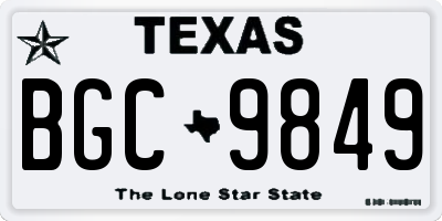 TX license plate BGC9849