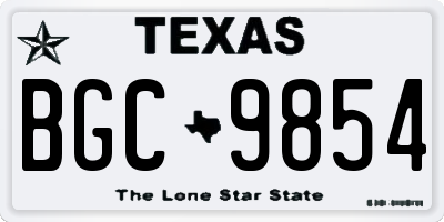 TX license plate BGC9854
