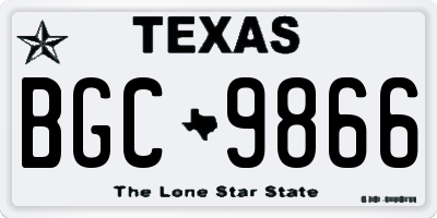 TX license plate BGC9866