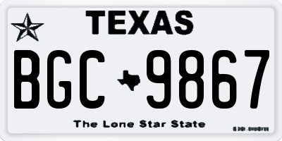 TX license plate BGC9867