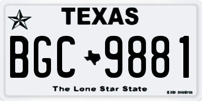 TX license plate BGC9881