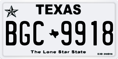 TX license plate BGC9918