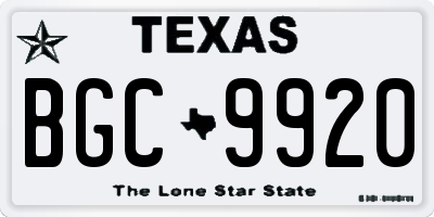 TX license plate BGC9920