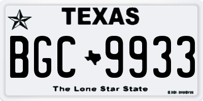 TX license plate BGC9933