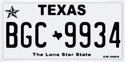 TX license plate BGC9934