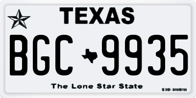 TX license plate BGC9935