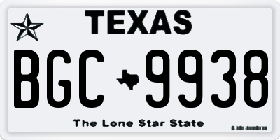 TX license plate BGC9938