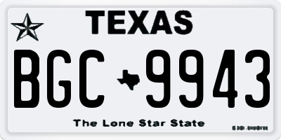 TX license plate BGC9943