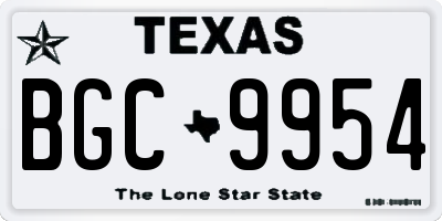 TX license plate BGC9954