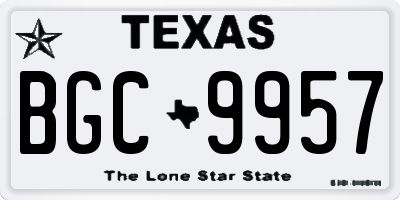TX license plate BGC9957