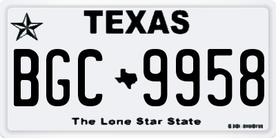 TX license plate BGC9958