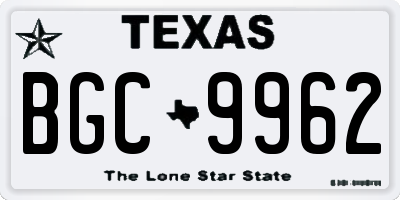 TX license plate BGC9962