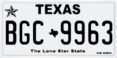 TX license plate BGC9963
