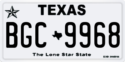 TX license plate BGC9968